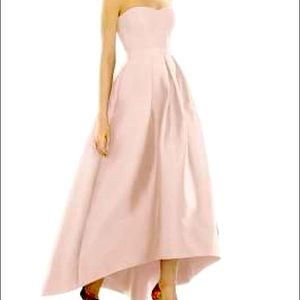 Alfred sung bridesmaid high low gown